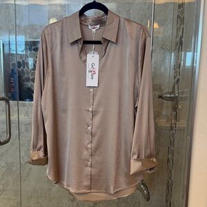GeeGee Taupe Women's Button Down Shirt
